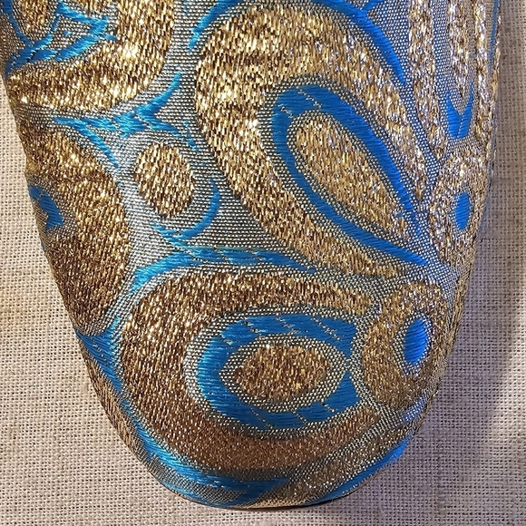 Vintage 1960s Lullabies Slip On Slipper Shoes Blue and Gold Size 8 - Picture 3 of 10